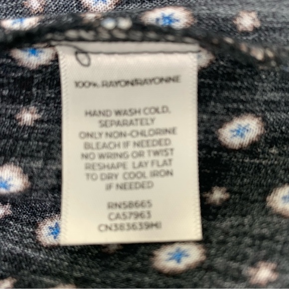 CASLON Womens Peasant Blouse Plus Size S Crochet Lace Inserts Black White Blue - Picture 7 of 8